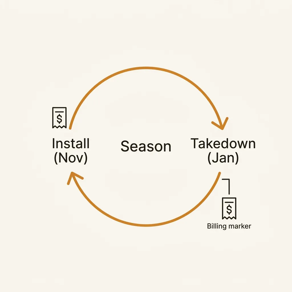 A seasonal cycle from install in November to takedown in January